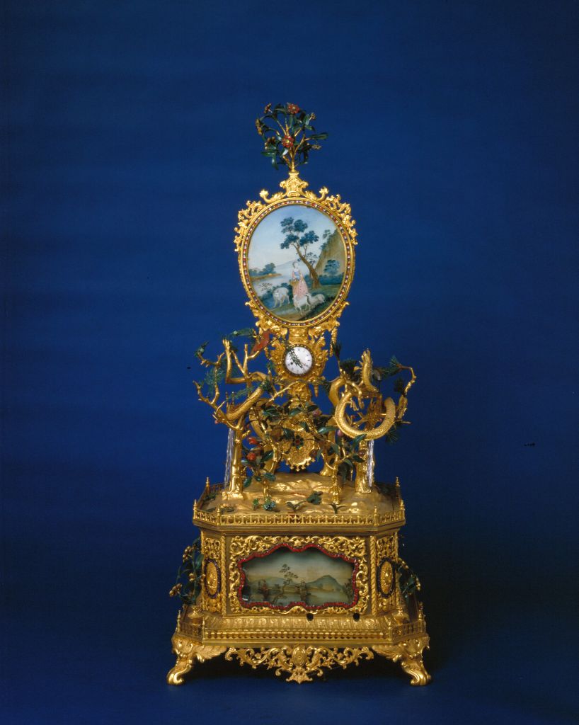 图片[1]-Copper plated lucky and longevity three star clock-China Archive